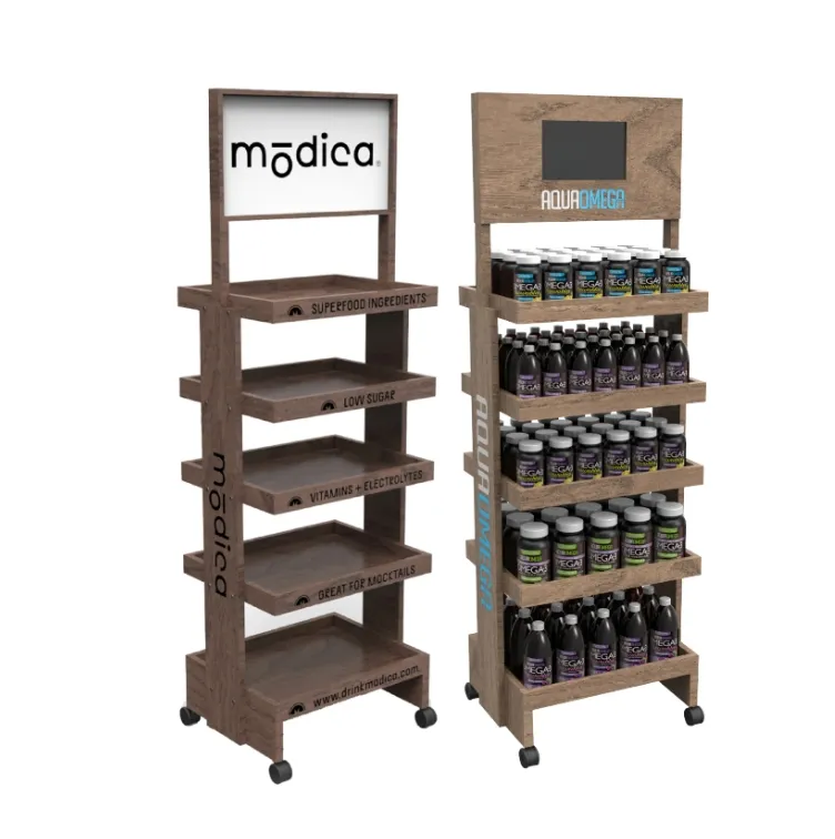 Customized Floor Standing Wood Beverage Whisky B