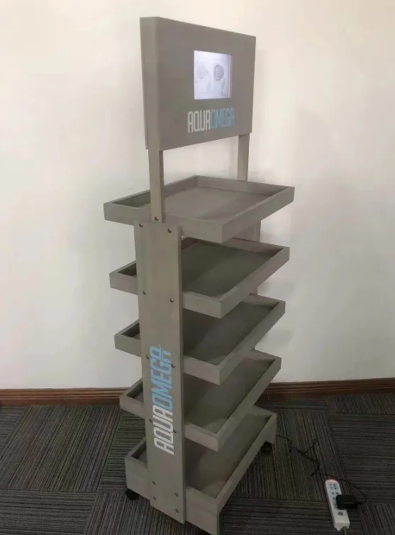 Customized Floor Standing Wood Beverage Whisky Bottle Display