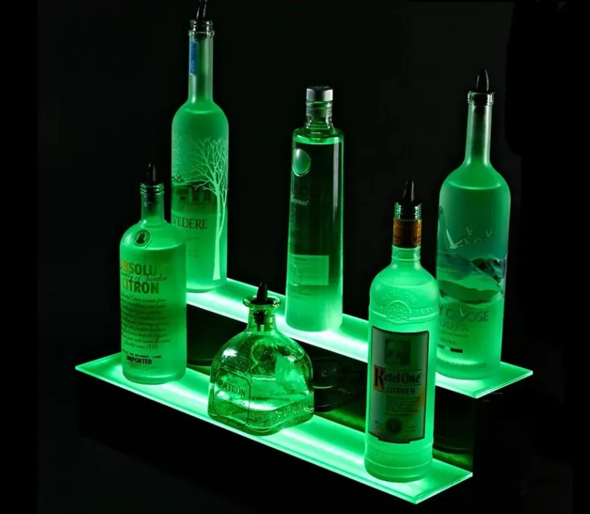 Acrylic Modern Custom Led Lighted Liquor Bottle Display Shelf bar Display Rack