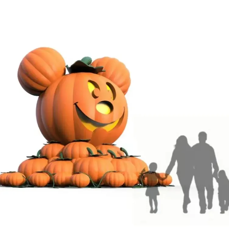 Customizable Complex Process Festive Sculptures Halloween Pumpkin Decoration Colored Art Fiberglass Festive Model Plate