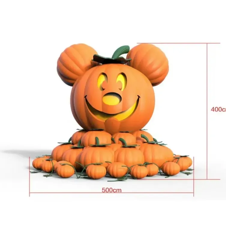 Customizable Complex Process Festive Sculptures Halloween Pumpkin Decoration Colored Art Fiberglass Festive Model Plate