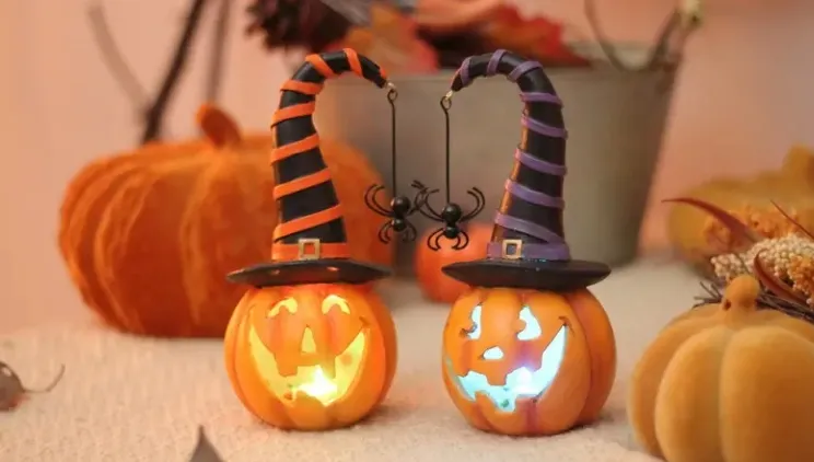 Halloween Horror Pumpkin Wizard + Spider Halloween Decor Props Party Scary Prop House Decoration