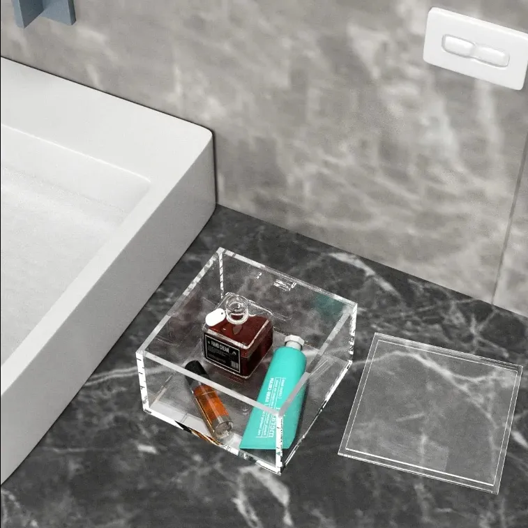 Factory Customized Transparent Acrylic Storage Box with Lid clear Gift Box Acrylic Display White Flower Shadow Box Wholesale