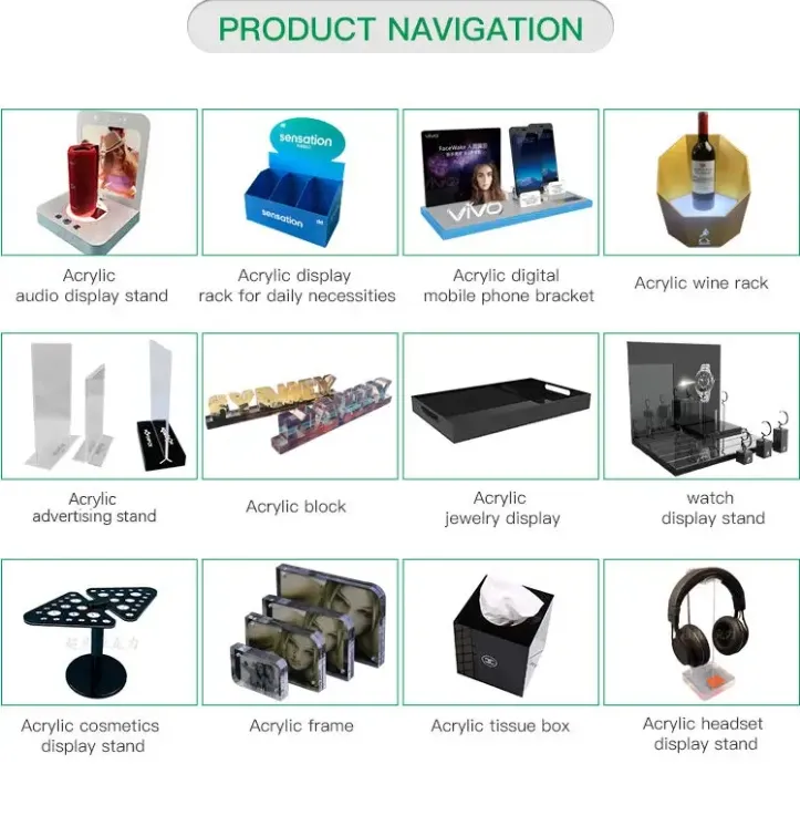 Custom Desktop Decorated Acrylic Display Racks Merchandise Placement Custom Transparent Acrylic Display Racks