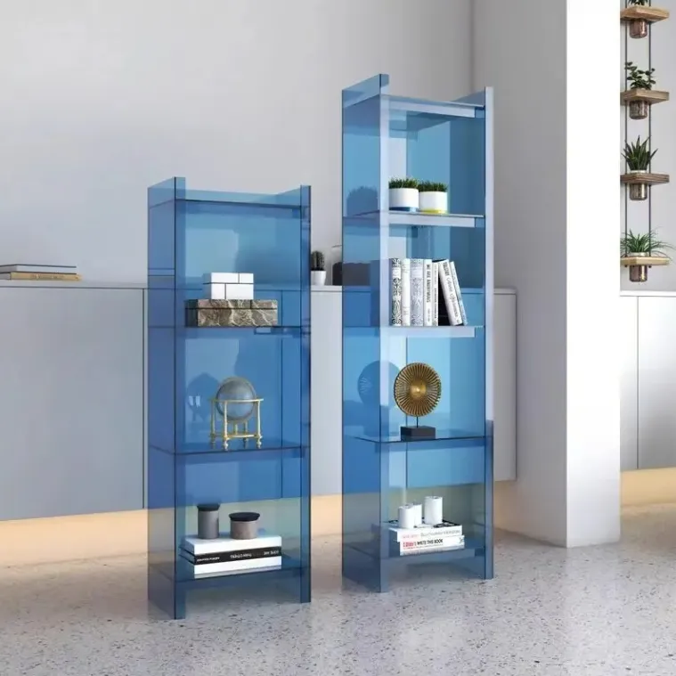 Transparent Acrylic Cylindrical Display Rack with Circular Base for Exhibition Hall and Art Show Product Floor Display Stand