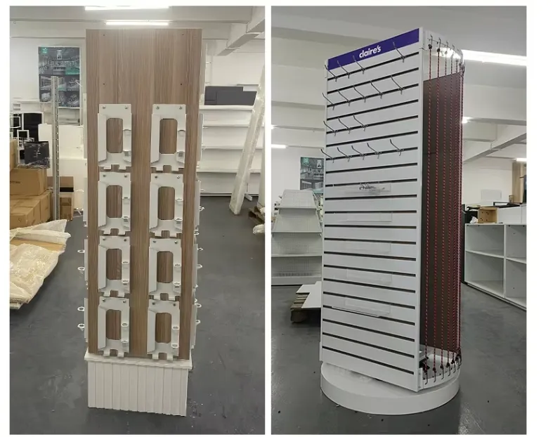 Customized Light-Duty Iron Retail Store Advertising Banner Display Stand Rack Multi-sided Rotating Shelf Shop Use Metallic