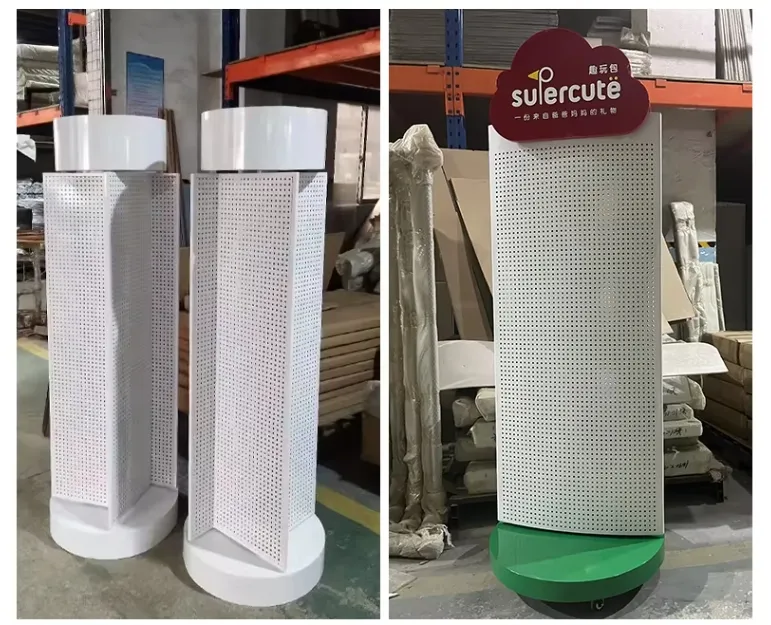 Customized Light-Duty Iron Retail Store Advertising Banner Display Stand Rack Multi-sided Rotating Shelf Shop Use Metallic