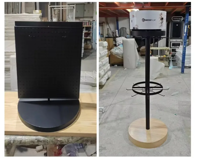 Customized Light-Duty Iron Retail Store Advertising Banner Display Stand Rack Multi-sided Rotating Shelf Shop Use Metallic