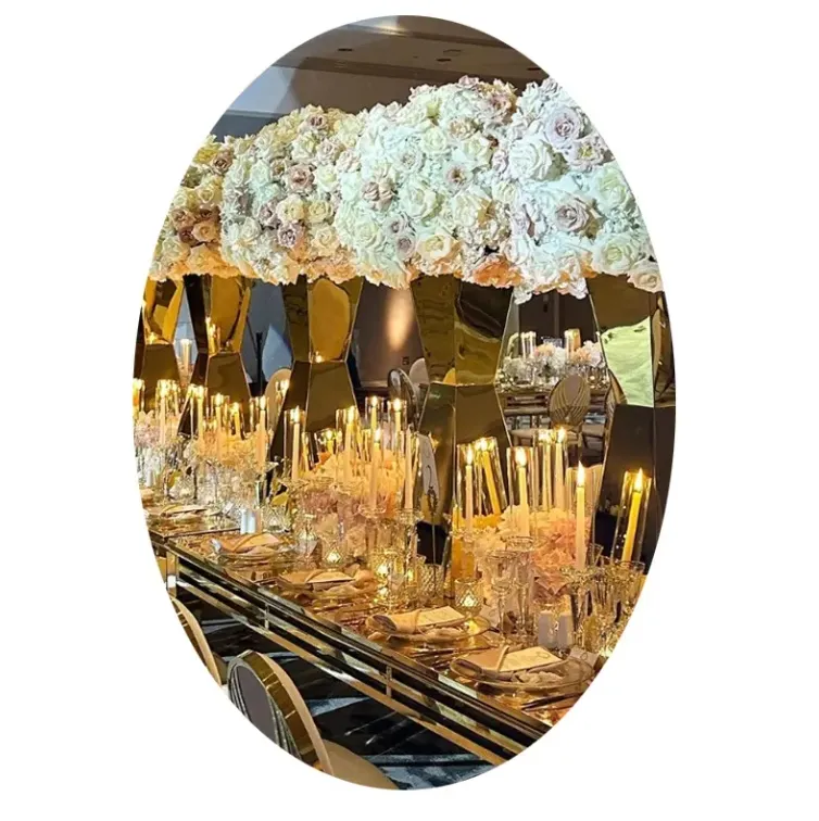New Romantic Decoration Prop Gold Stainless Steel Plinths Flower Stand for Table Decoration Accessories Wedding Centerpi