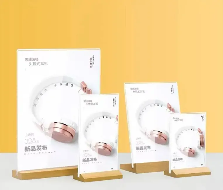 Acrylic Double-Side AD Frame Clear Sign Display Stand for A4/A5/A6 Sizes NFC Label for Catering