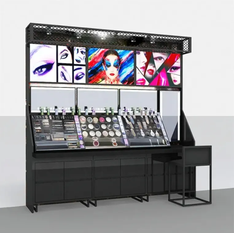 Costom Beauty Store Makeup Vanity With Lighted Mirror Cosmet